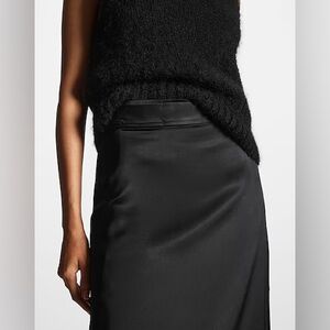 COS Black Satin Midi Skirt with Belt Detail